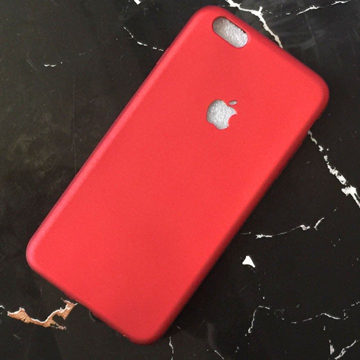 iPhone 6 plus / 6s plus Ốp lưng nhung mịn dẻo đỏ khắc táo