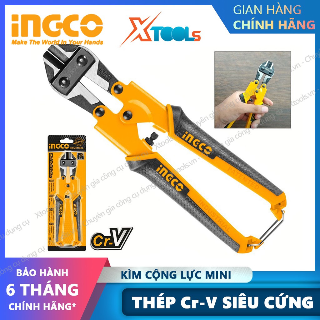 Kìm cộng lực đa năng mini INGCO HMBC0808 8" kềm cộng lực mini thép Cr-V chống rỉ siêu cứng cắt sắt kim loại cáp dây điện