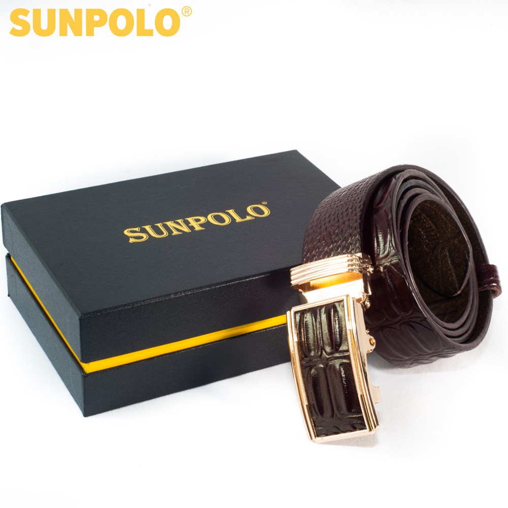 Dây nịt nam da bò SUNPOLO Đen Nâu - BSAL02