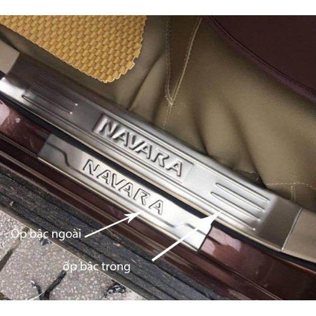 Ốp bậc trong, ngoài Inox NISSAN NAVARA 2015-2019 bộ 8 chi tiết