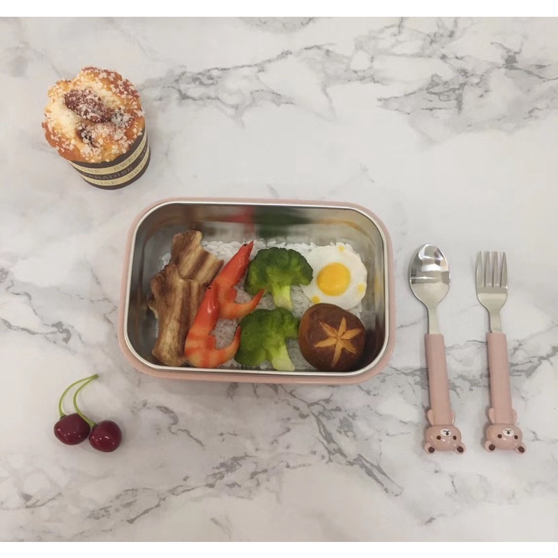 Set 2 chiếc Thìa rĩa | Bộ muỗng nĩa cho bé hàng nhập khẩu cao cấp an toàn khi sử dụng