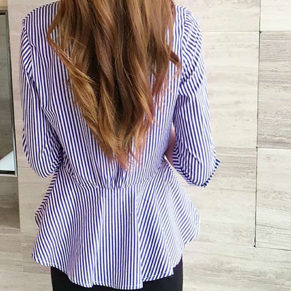 Áo Thun Nữ Ngắn Tay Kẻ Sọc Thời Trang Hàn Quốc Cỡ S-2XL