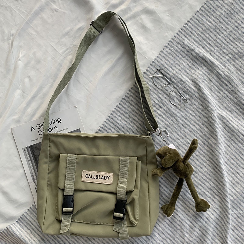 Túi Đeo Chéo Vải Canvas Nylon Chống Thấm Nước Phong Cách Nhật Hàn Xinh Xắn