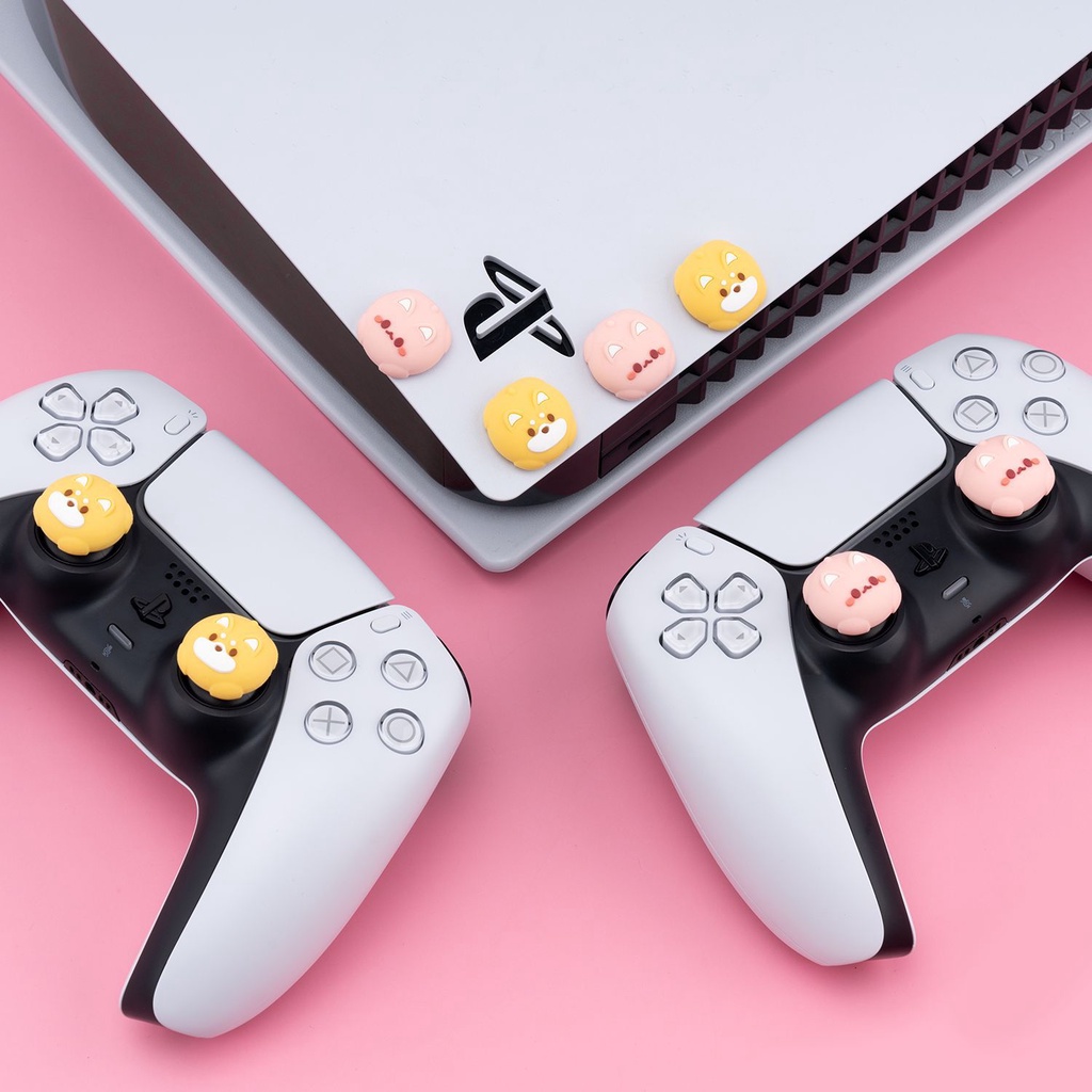 Bộ 4 núm bọc analog Cún con và Mèo con 3D cao cấp hãng Geekshare cho tay cầm Pro Controller, DuaSense, DualShock 4