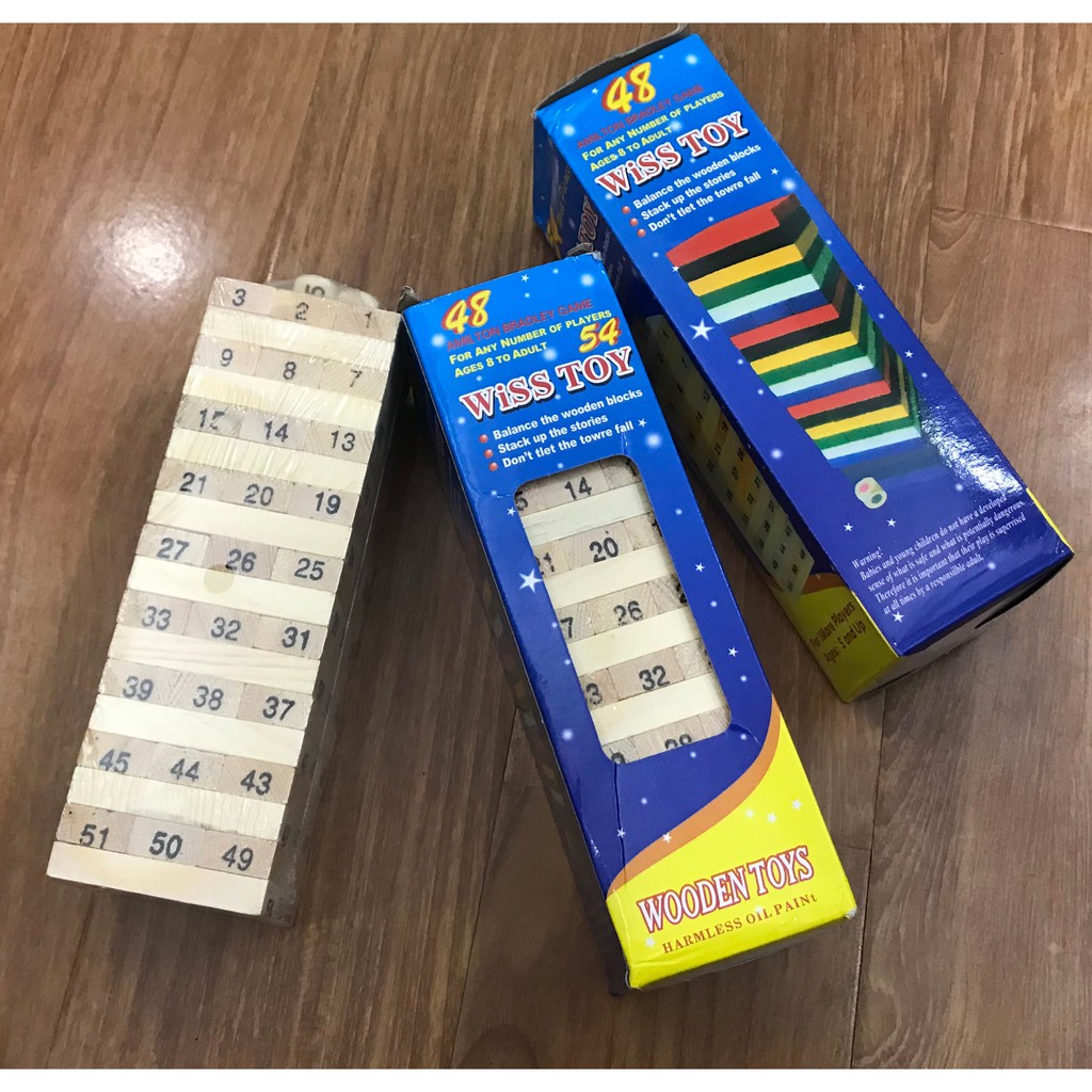 Bộ đồ chơi rút gỗ mini 54 thanh