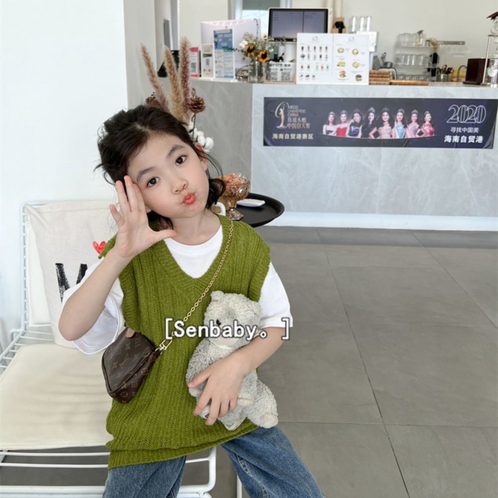 Áo Dệt Kim Sát Nách Giả Nhiều Lớp Cá Tính Cho Bé Gái