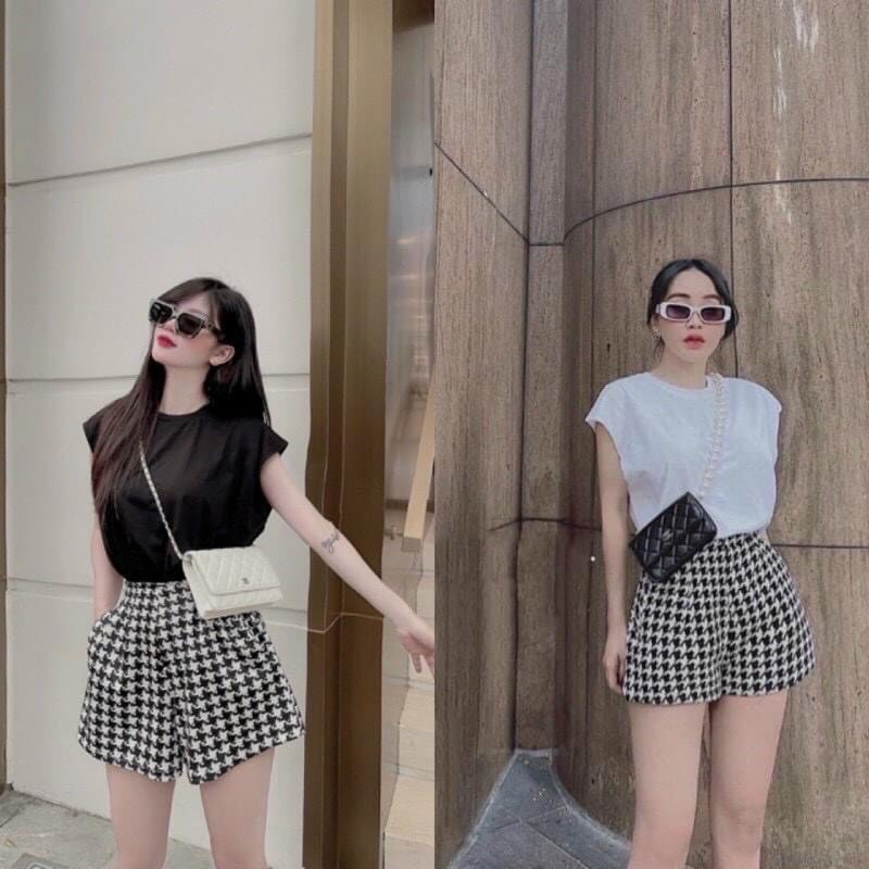 SET ÁO PULL + QUẦN SOOC KẺ ZICZAC