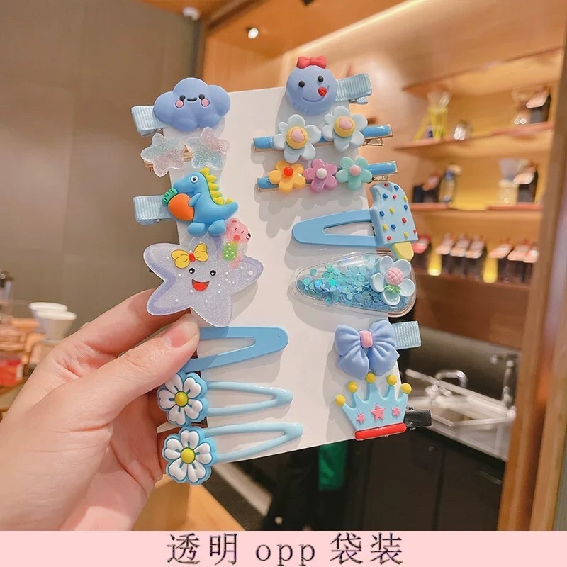 Set kẹp tóc 14 món cho bé gái, phụ kiện tóc KT04 - LunaKids [Ảnh thật]