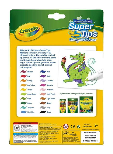 BÚT LÔNG TÔ MÀU NÉT MẢNH &amp; DÀY CRAYOLA 20 CÂY