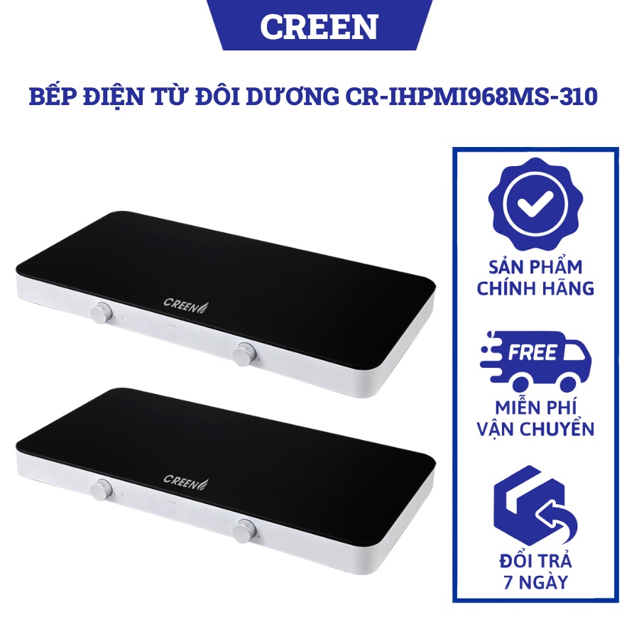 Bếp điện, Bếp điện từ đôi dương Creen CR - IHPMI968MS - 310, Hàng chính hãng, Bảo hành 12 tháng