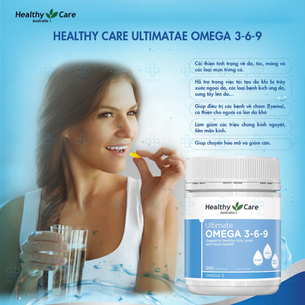 Omega 369 Healthy Care - Dầu Cá, Bổ Não, Bổ Mắt, Tim Mạch, Omega 3, Dầu Hoa Anh Thảo (Lọ 200 Viên) [Chính Hãng]