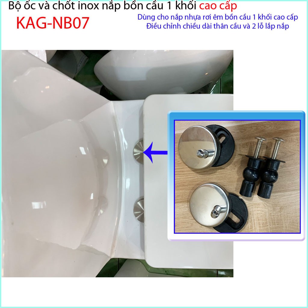 Ốc chốt tròn inox KAG-NB07, phụ kiện chân ốc nắp bồn cầu, ốc chốt bản lề nắp bồn cầu