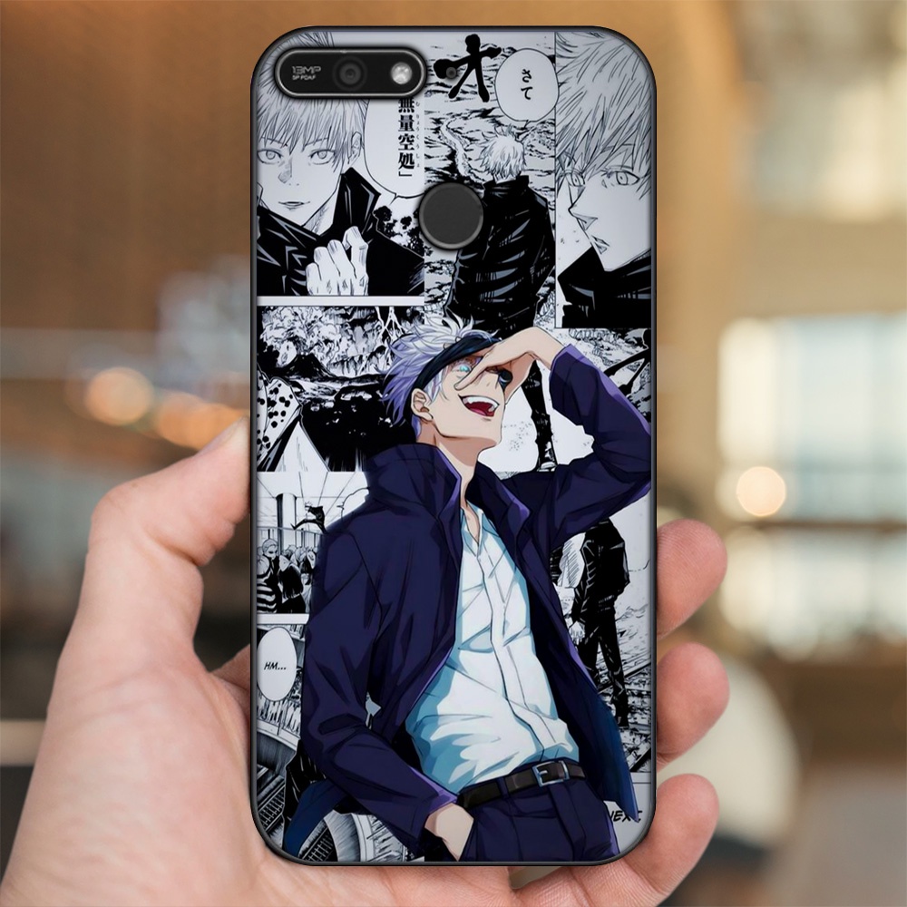 Ốp lưng Huawei Y6 Prime viền đen in hình Satoru Jujutsu Kaisen
