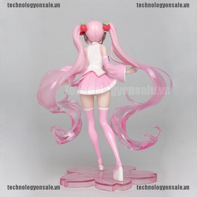 High Quality Anime Miku Pink Sakura Miku PVC Statue Figure Model Toys