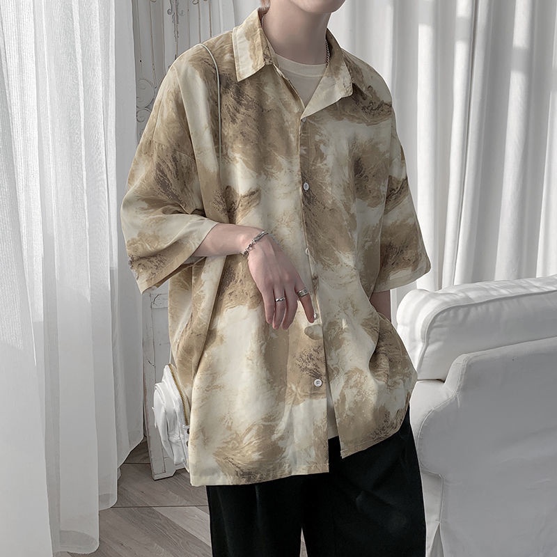 Áo Sơ Mi Nam Dáng Rộng Màu Nhuộm Độc Đáo Thời Trang Mùa Hè