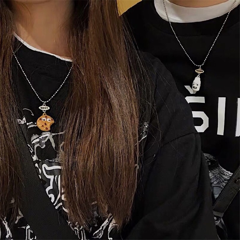 Vòng Cổ Cặp Đôi 123955Dây Chuyền Mặt Hình Bánh Quy Sữa Thời Trang Hàn Quốc