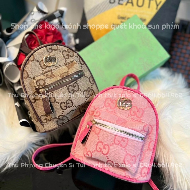 Balo mini nữ, balo nhỏ nhắn hoạ tiết chữ in siêu xinh (ảnh thật shop chụp)