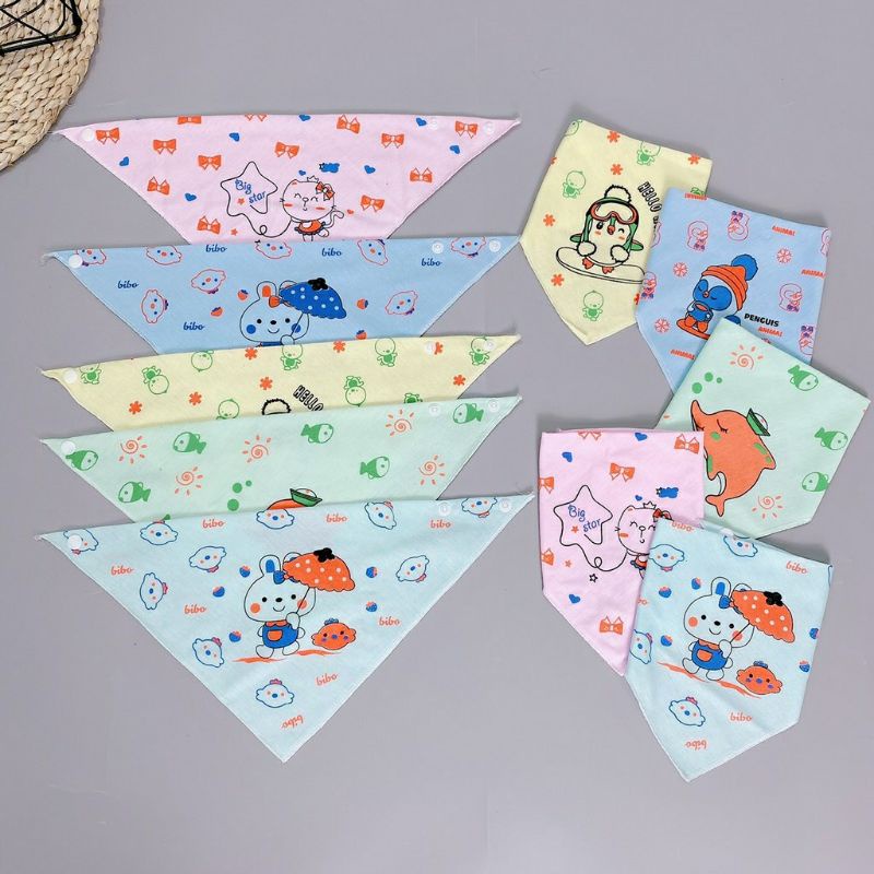 set 10 yếm cotton màu cúc bấm