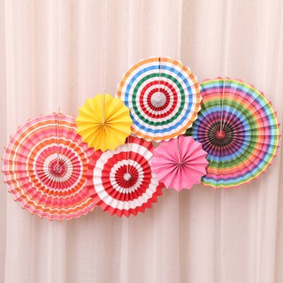 Bộ trang trí quạt giấy set 6 cái trang trí tiệc lớp học