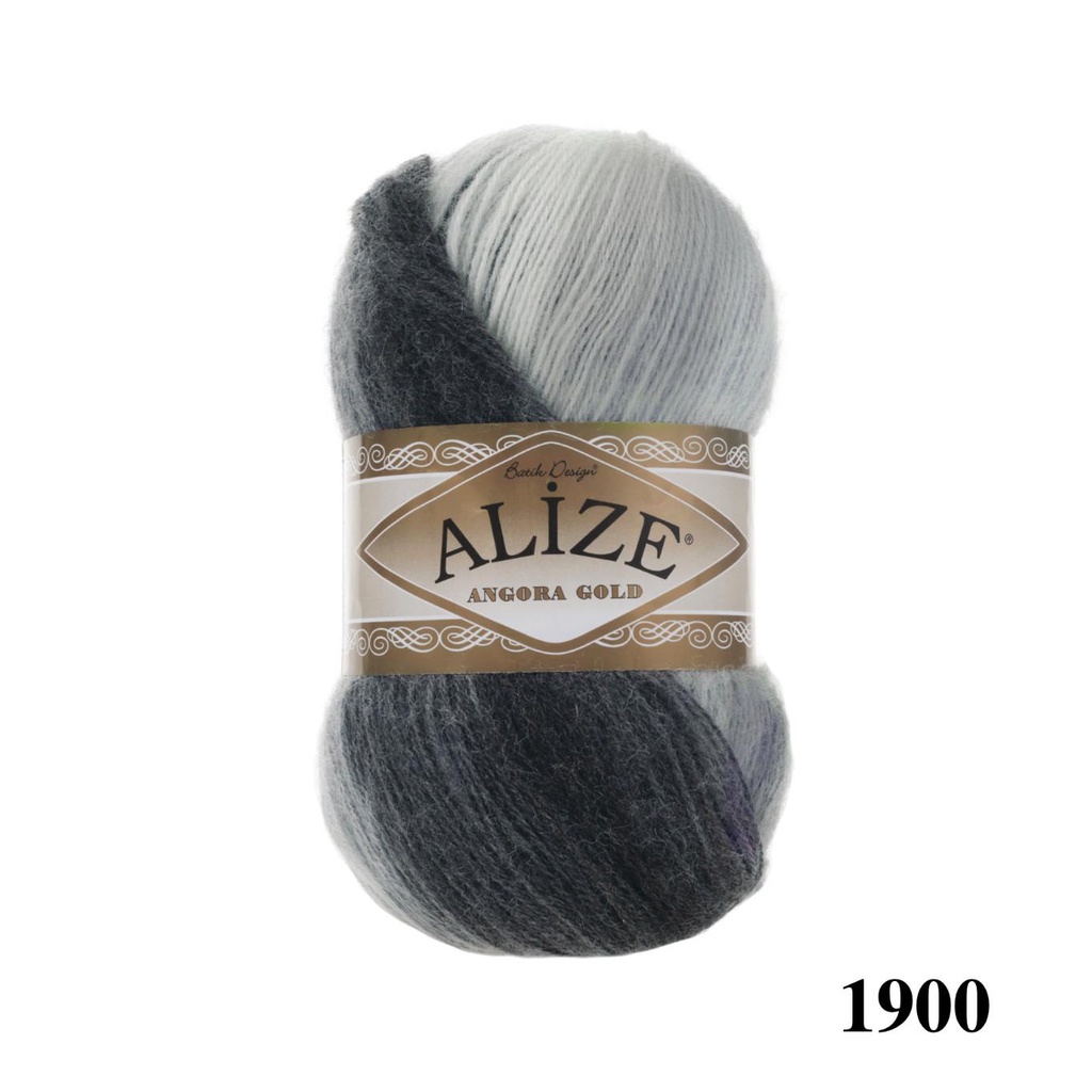 Cuộn len loang ấm Angora Gold Batik hãng Alize Yarns đan móc khăn, áo siêu ấm và sang chảnh