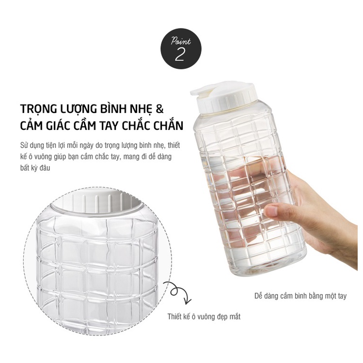 Bình nước Lock&amp;Lock 1000ml - 1500ml cho bé đem đi học, Bình đựng nước nhựa mini kiểu dáng thể thao - HAPOS