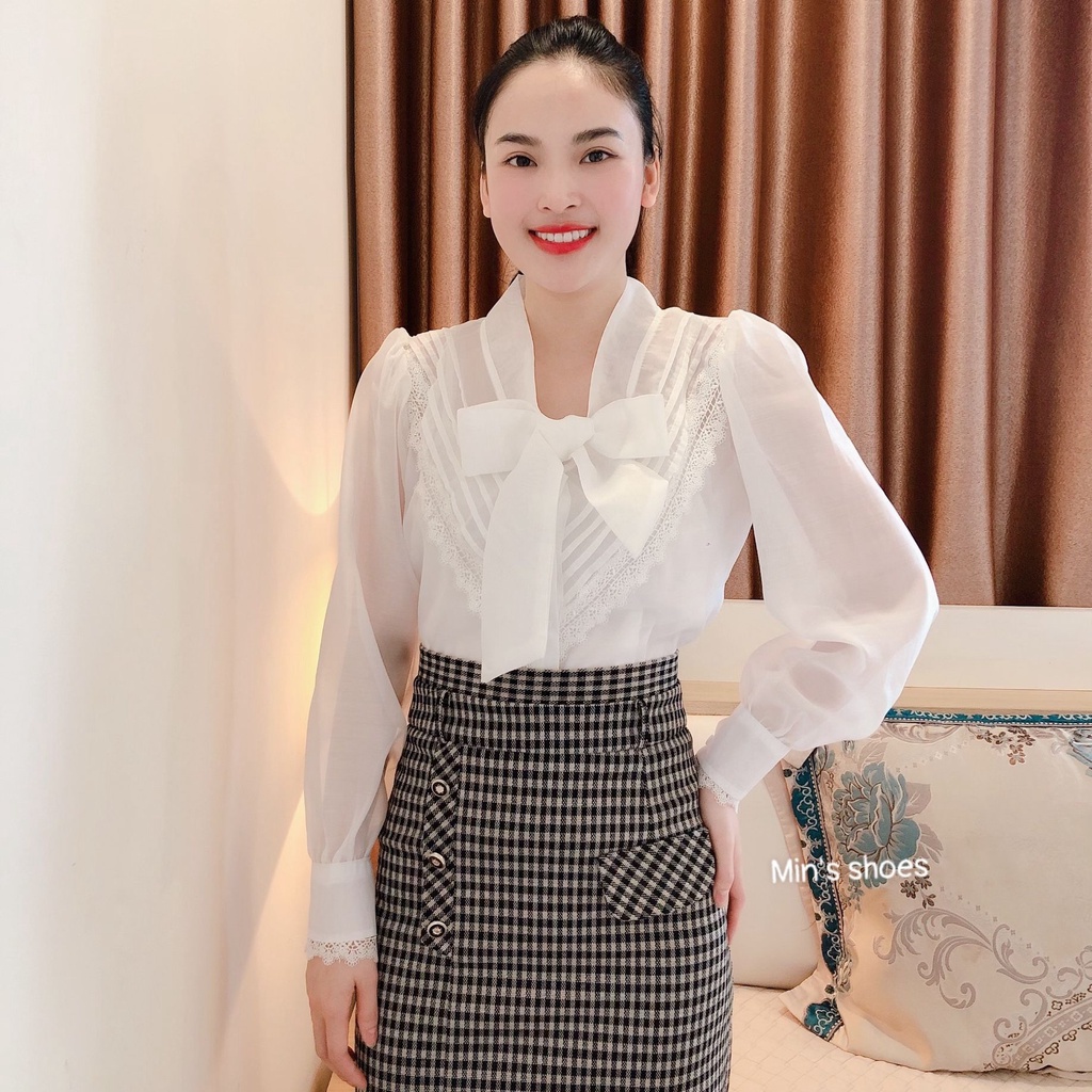 Min's Shoes - Áo Sơ Mi Thiết Kế Chất Tơ Hàn Cực Xinh Áo 432