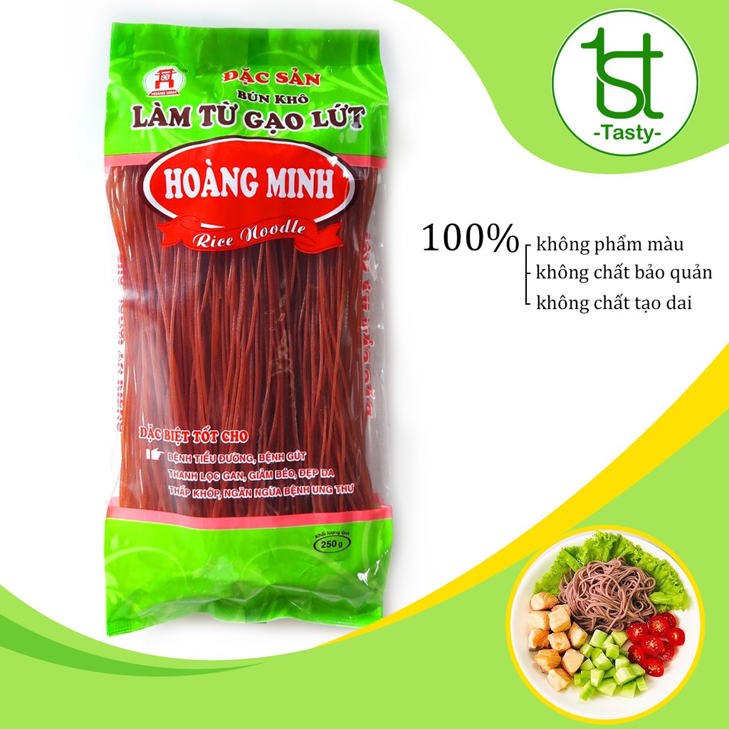 Bún gạo lứt đỏ Hoàng Minh 250g, bún hỗ trợ người giảm cân ăn chay