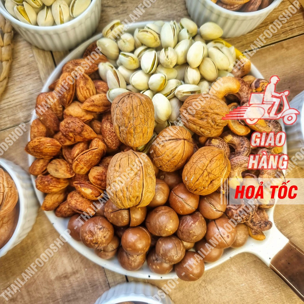Hạt Dinh Dưỡng Mix 5 Vị (Macca, Hạt Dẻ Cười, Hạnh Nhân, Hạt Điều, Óc Chó) Lon 450Gram