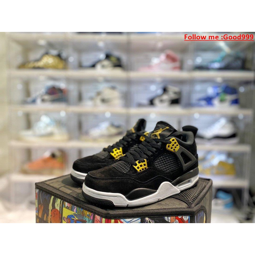 (Good999) Air Jordan 4 Retro Royalty Suede black gold