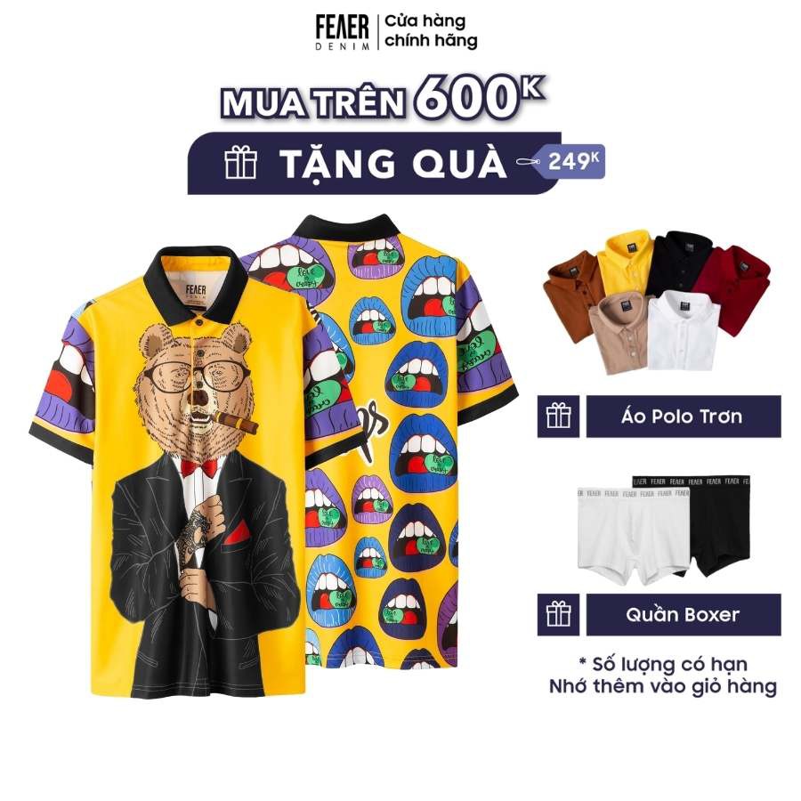 Áo polo nam FEAER DENIM chất thấm hút thoáng khi vải polyeste GYPSY BEAR | BigBuy360 - bigbuy360.vn