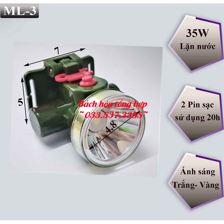 Đèn pin siêu sáng mini, đèn pin đội đầu siêu sáng chống nước ML3