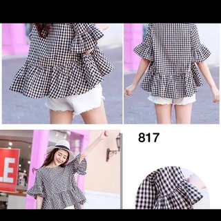 06. 817. ÁO BABYDOLL SỌC CARO DỄ THƯƠNG