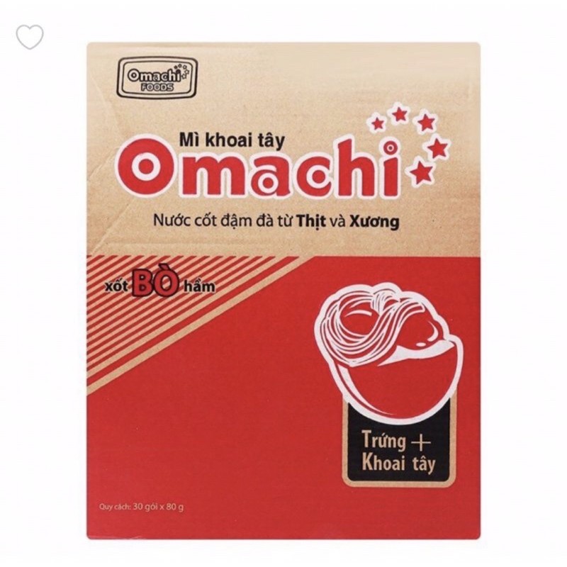 Thùng mì 30 gói Omachi sườn hầm/ bò hầm/ tôm chua cay/ riêu càng cua/ Spaghetti date mới