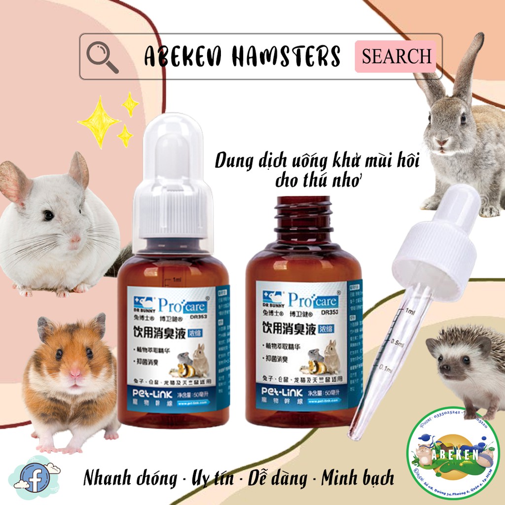 Dung dịch khử mùi DR. BUNNY dành cho Hamster/ Thỏ/ Bọ/ Nhím/ Chinchilla/ Sóc