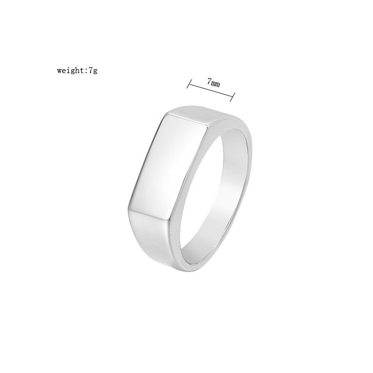 Nhẫn titan mặt chữ nhật phẳng 7mm không gỉ MR01