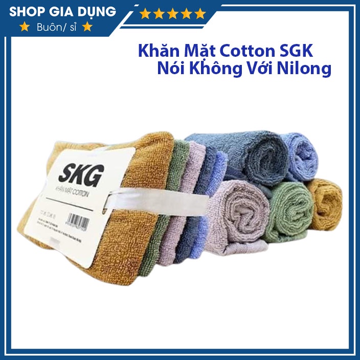 Bộ 5 Khăn Mặt Cotton SGK Size 30 x 50cm, Không Nilong, Không Hôi Nhớt Khi Sử Dụng