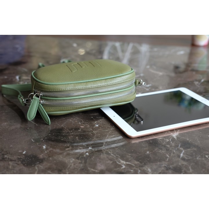 ELEGANT Crossbody Bag- Túi đeo chéo da thật nguyên tấm lớp 1 - IW08-61.MINK