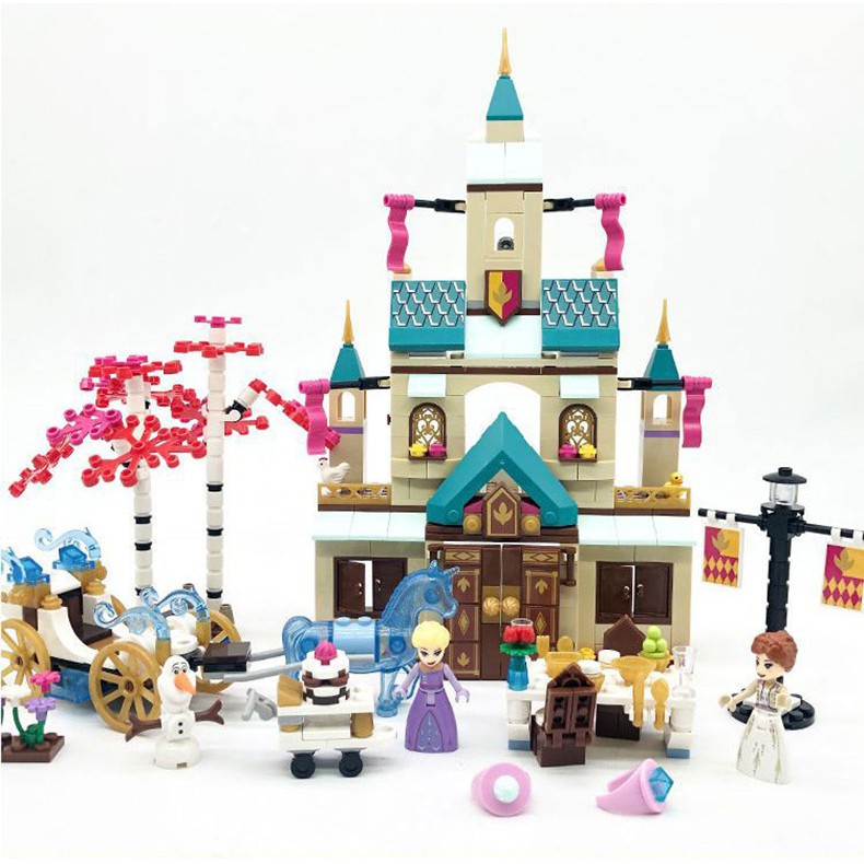 Đồ chơi Lego xếp hình Công chúa Elsa Snow Castle , Lego lâu đài tuyết cho bé gái QT6