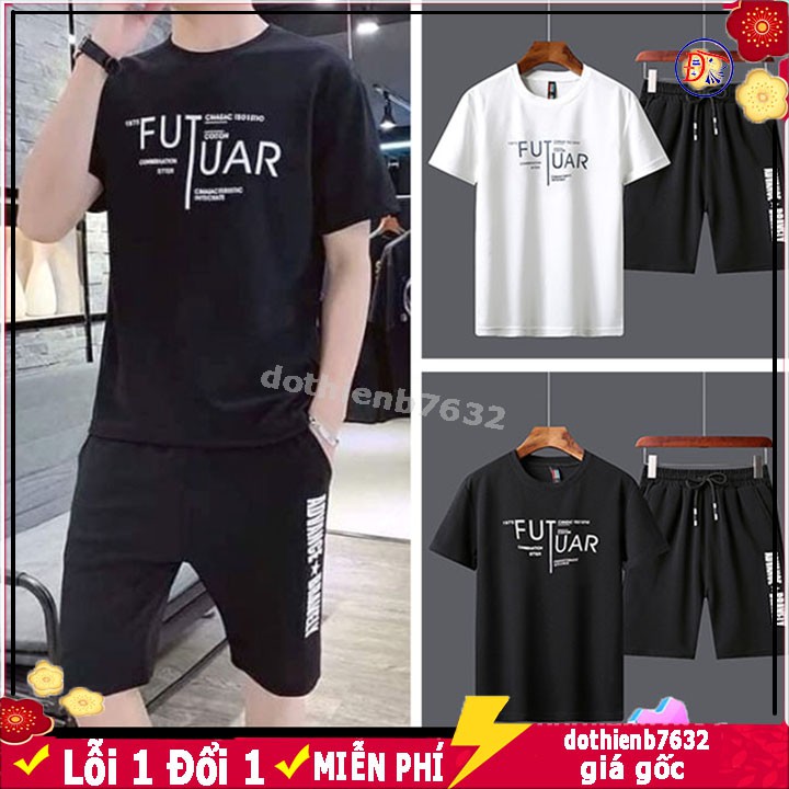 Đồ Bộ Thể Thao Nam FUTUAR ⚡️ XẢ KHO GIA RẺ ⚡️ Set Quần Áo Mùa hè Co Dãn 2 Màu 0đen - trắng