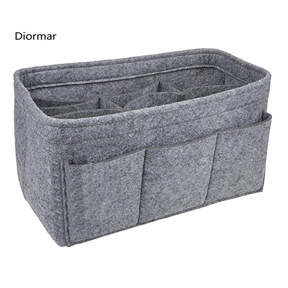 DOM_Multi-Grids Waterproof Large Capacity Makeup Cosmetic Storage Bag Felt Organizer