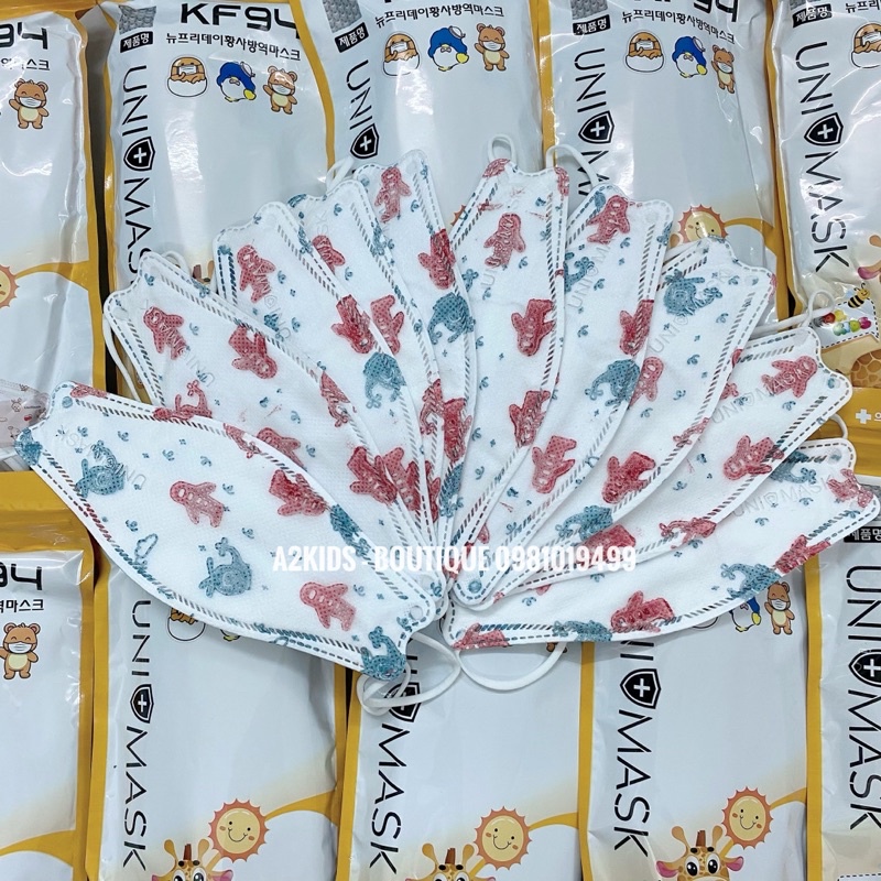 [Chính Hãng] Combo 50 Cái Khẩu Trang KF94 Uni Mask Kids 4 Lớp Kháng Khuẩn Hàn Quốc Cho Bé 3 - 10 Tuồi