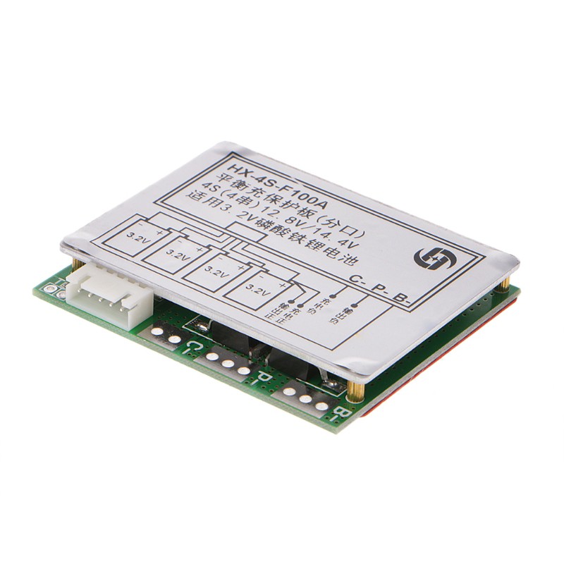 Mạch bảo vệ BMS kích thước 7*6cm cho pin 4 chuỗi 12.8V LiFePo4 18650 12V 14.8V 100A kèm dây cáp tiện lợi