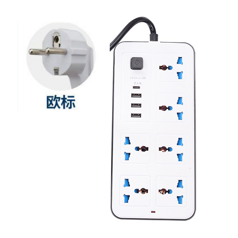 Ổ cắm điện thông minh dài 2m phích cắm đa năng văn phòng với cổng USB type-c sạc nhanh nguồn mở rộng bảng cắm dây