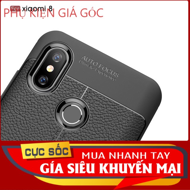 Xiaomi Mi8 Ốp dẻo vân da sần chống sốc Autofocus(đen)