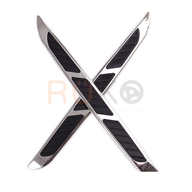 Bộ 2 nẹp mang cá giả lổ thông hơi trang trí sườn xe ô tô, xe hơi