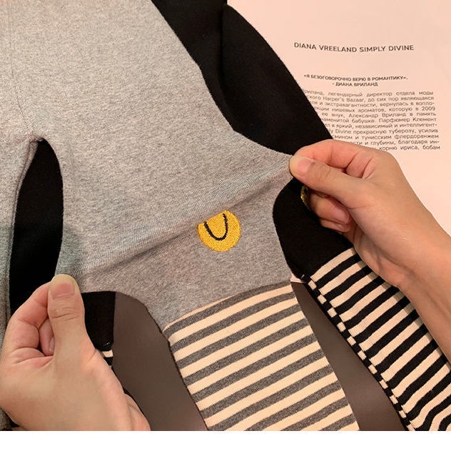 Bộ Đồ Cotton Nguyên Chất Họa Tiết Kẻ Sọc Thời Trang Mùa Thu Hàn Quốc Mới Cho Bé Gái