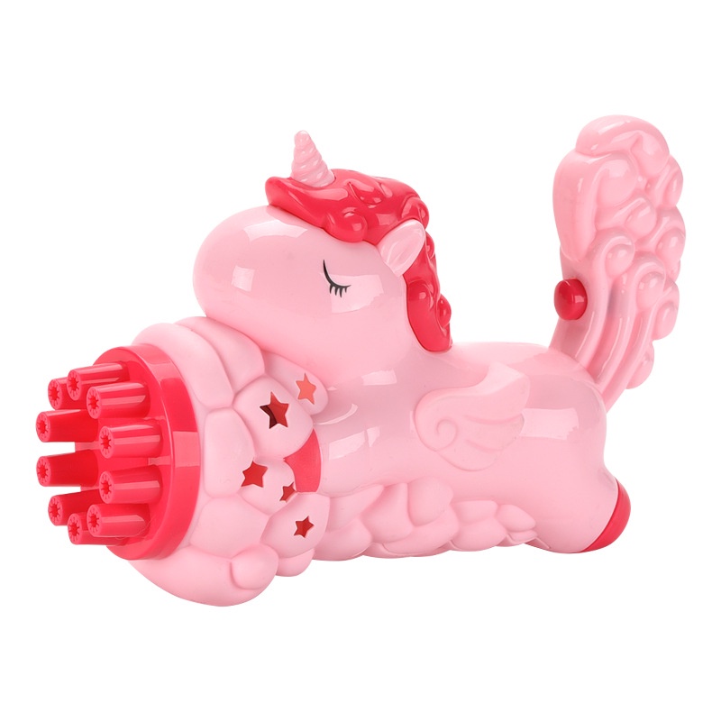 Đồ chơi máy thổi bong bóng xà phòng mẫu Ngựa 1 sừng Unicorn loại 10 nòng siêu đáng yêu cho trẻ em - KÈM PIN