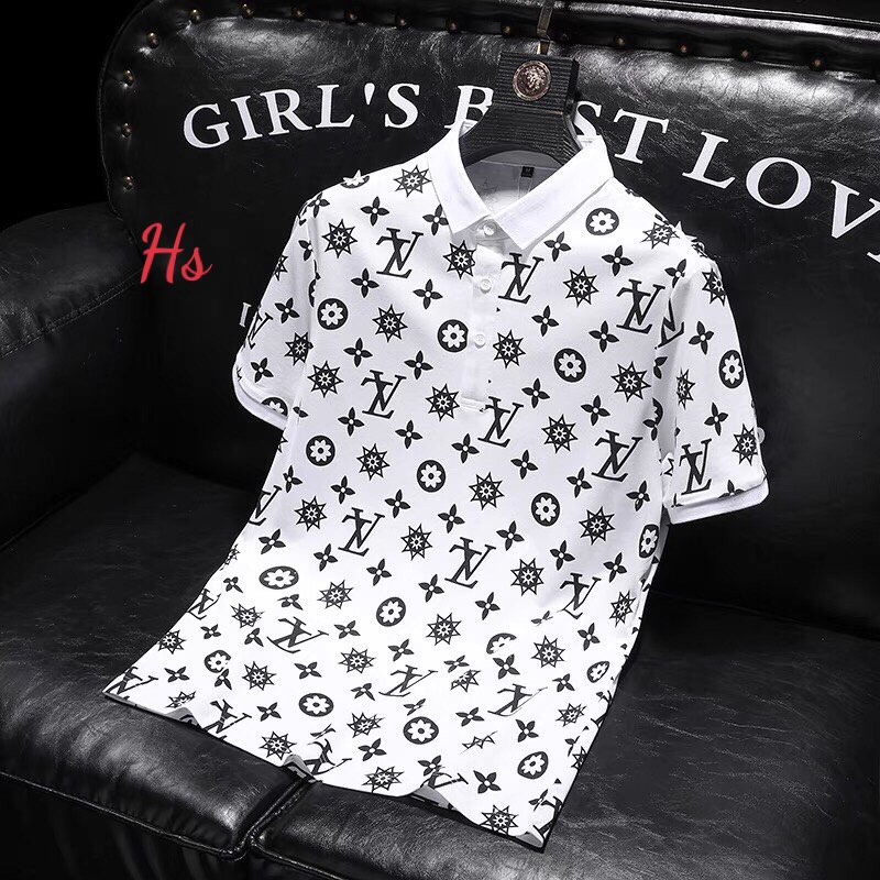 Áo polo cổ bẻ LV in kín - Form rộng to nam nữ HARIQUEEN