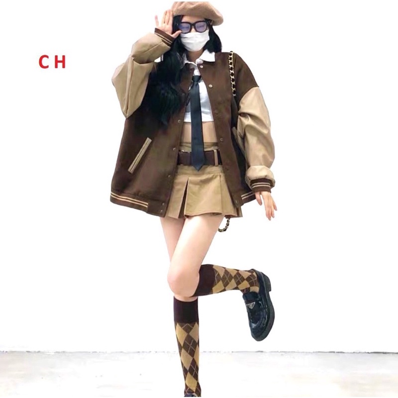 Áo Khoác Bomber kẻ Karo chữ U chất nỉ ngoại ko xùThời trang thu đông BasicJacket bóng chày Unisex giữ nhiệt