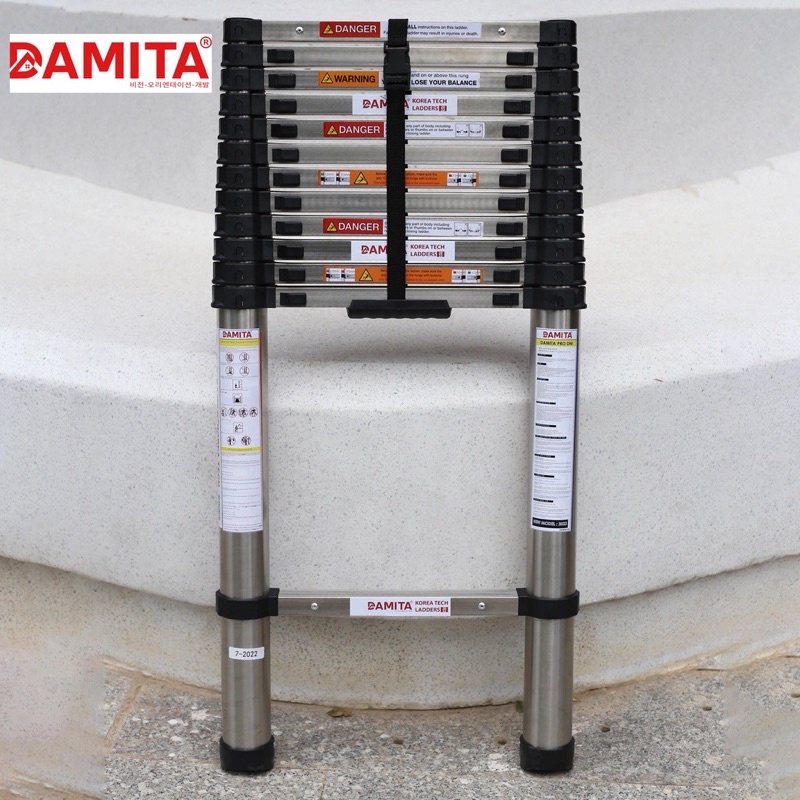 Thang nhôm rút đơn 5.4m INOX 2022 mới cao cấp rút gọn đa năng đai an toàn nhựa ABS bảo hành 24 tháng FREESHIP 2h